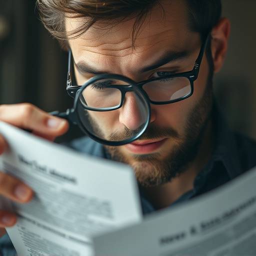Een acteur die met een vergrootglas een script onderzoekt